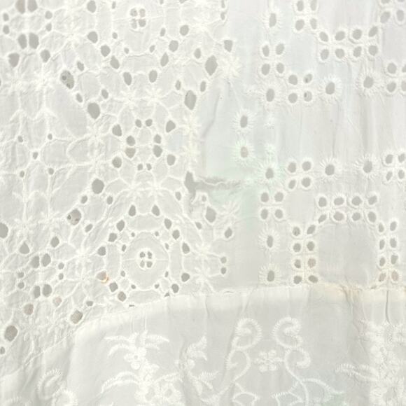 Johnny Was | Medium | White Lace Embroidered Eyelet 3/4 Sleeve Tunic Cover-Up - Picture 7 of 8